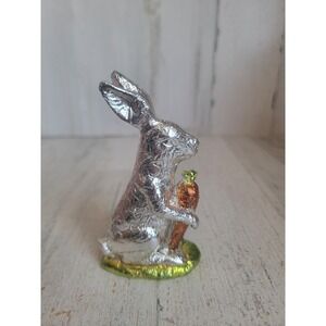 Mini foil silver Easter bunny faux chocolate rabbit mini home decor figure